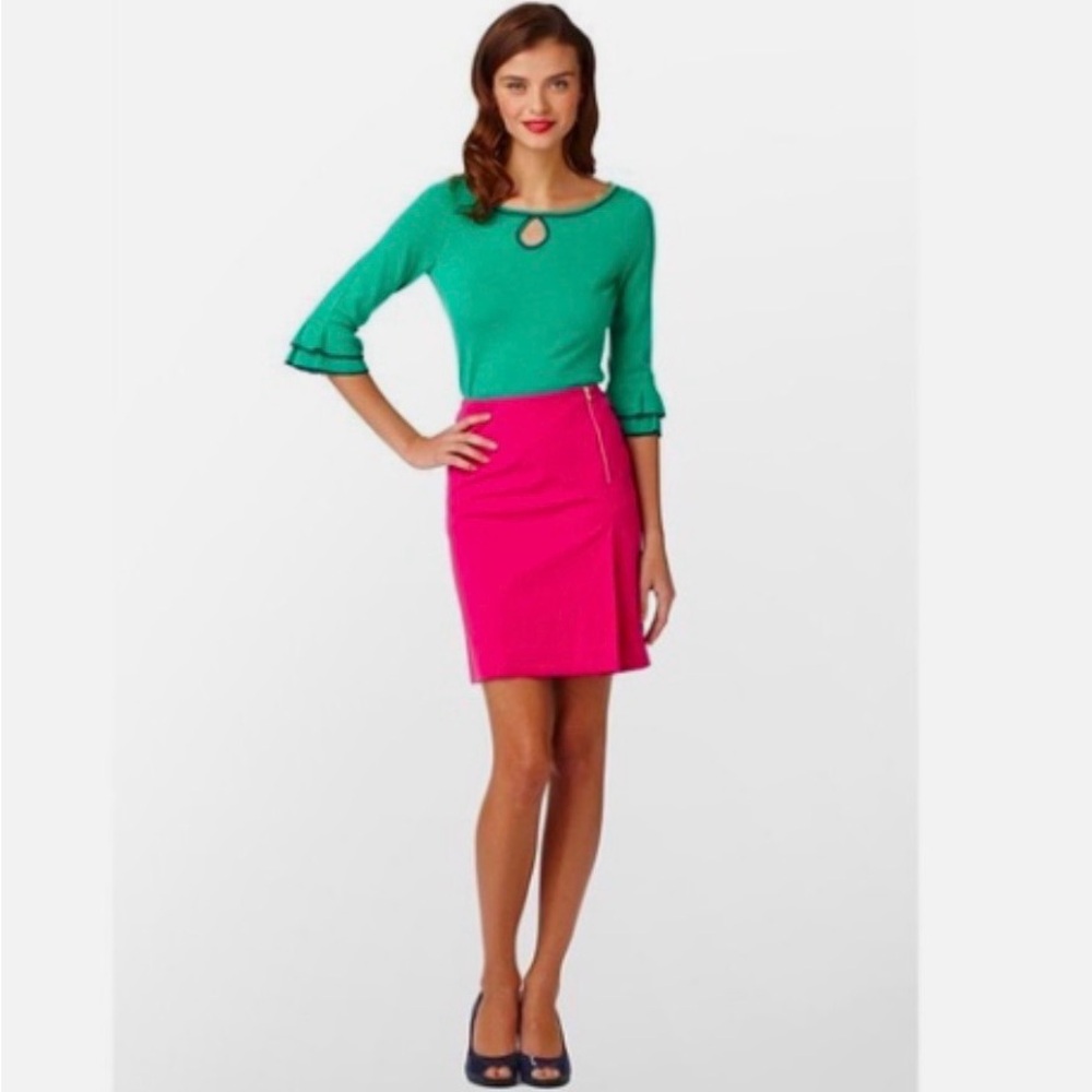 Lilly Pulitzer 4 Arizona Skirt Fuchsia Pink Zip Pleat Detail Skirt